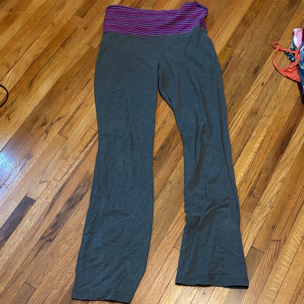 Mossimo Supply Co. Gray Leggings with Purple Waistband